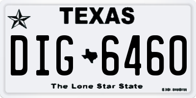 TX license plate DIG6460