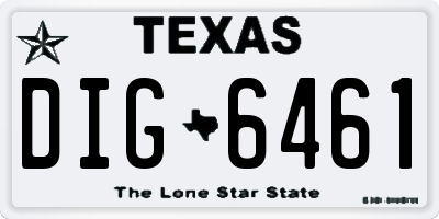 TX license plate DIG6461