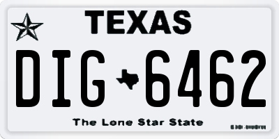 TX license plate DIG6462