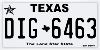 TX license plate DIG6463