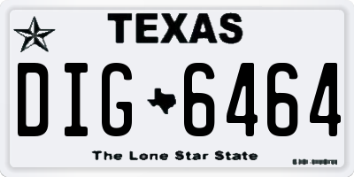 TX license plate DIG6464
