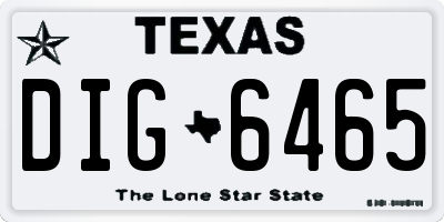 TX license plate DIG6465