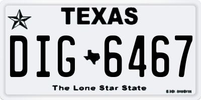 TX license plate DIG6467