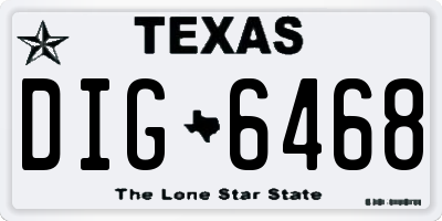 TX license plate DIG6468