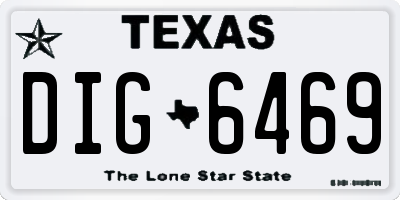 TX license plate DIG6469