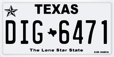TX license plate DIG6471