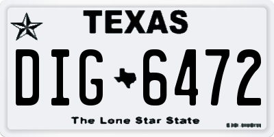 TX license plate DIG6472