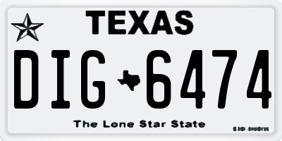 TX license plate DIG6474