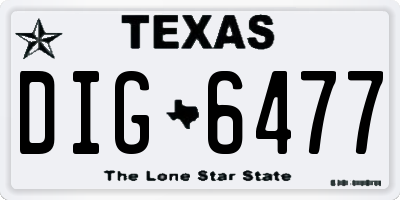 TX license plate DIG6477