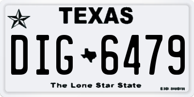 TX license plate DIG6479