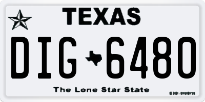 TX license plate DIG6480