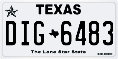 TX license plate DIG6483