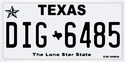TX license plate DIG6485