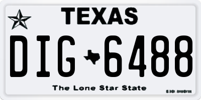 TX license plate DIG6488