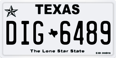 TX license plate DIG6489