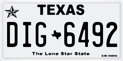 TX license plate DIG6492