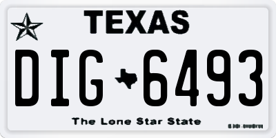 TX license plate DIG6493