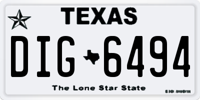 TX license plate DIG6494