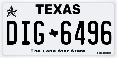 TX license plate DIG6496
