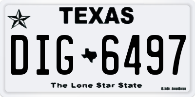 TX license plate DIG6497