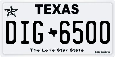 TX license plate DIG6500
