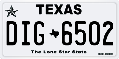 TX license plate DIG6502