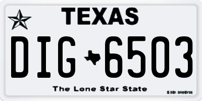 TX license plate DIG6503
