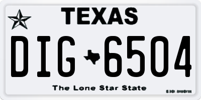 TX license plate DIG6504