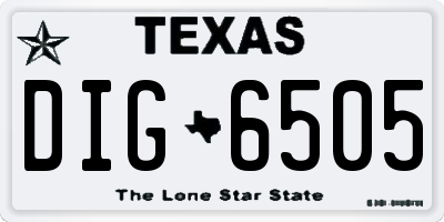 TX license plate DIG6505