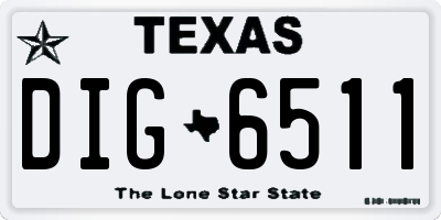 TX license plate DIG6511