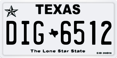 TX license plate DIG6512