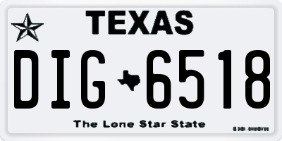 TX license plate DIG6518