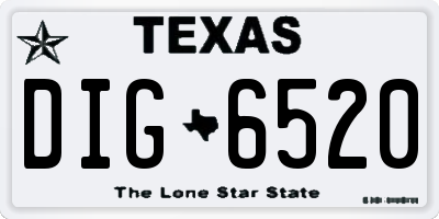 TX license plate DIG6520