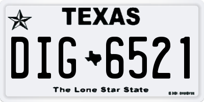 TX license plate DIG6521