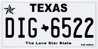 TX license plate DIG6522