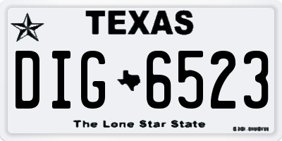 TX license plate DIG6523