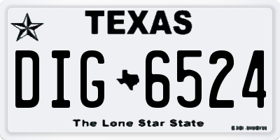 TX license plate DIG6524