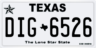 TX license plate DIG6526