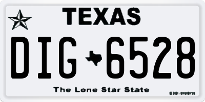 TX license plate DIG6528