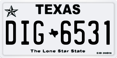 TX license plate DIG6531