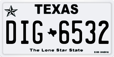 TX license plate DIG6532