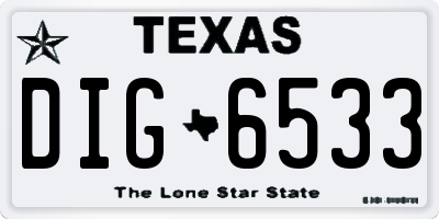 TX license plate DIG6533