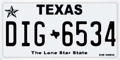 TX license plate DIG6534
