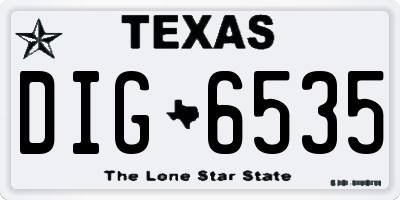 TX license plate DIG6535