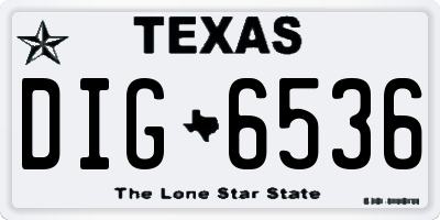 TX license plate DIG6536