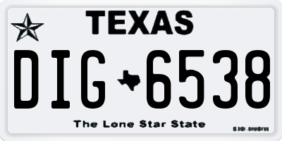 TX license plate DIG6538