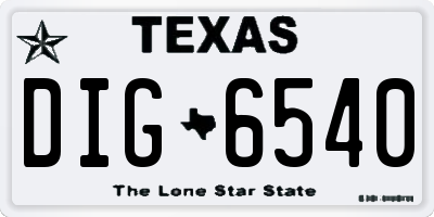 TX license plate DIG6540