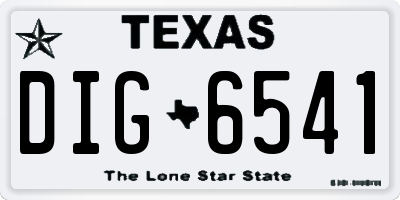 TX license plate DIG6541
