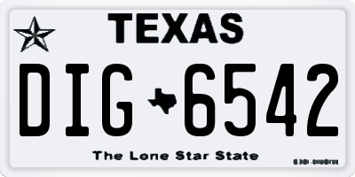 TX license plate DIG6542