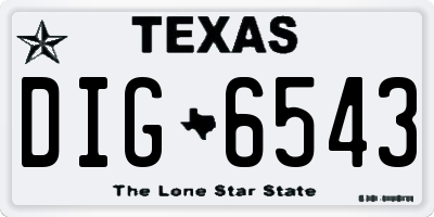 TX license plate DIG6543